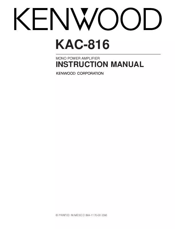 Mode d'emploi KENWOOD KAC-816