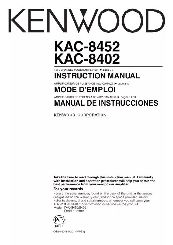Mode d'emploi KENWOOD KAC-8452