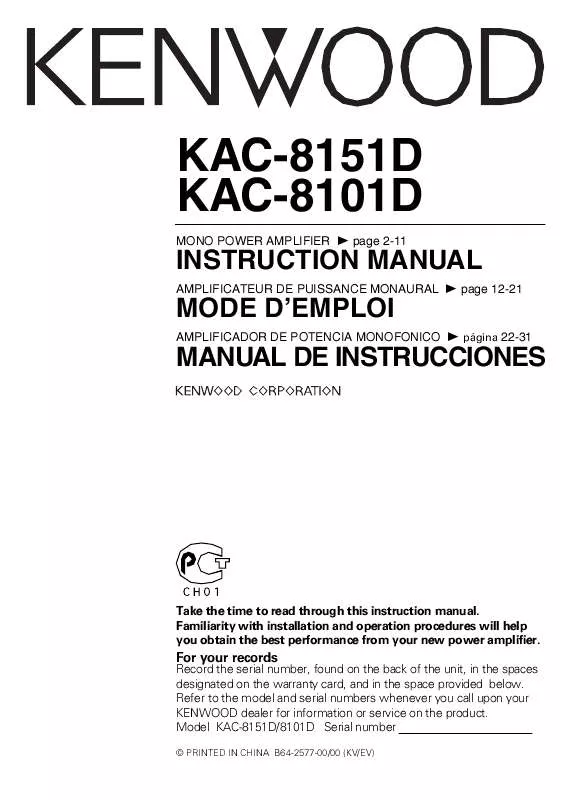 Mode d'emploi KENWOOD KAC-9202D
