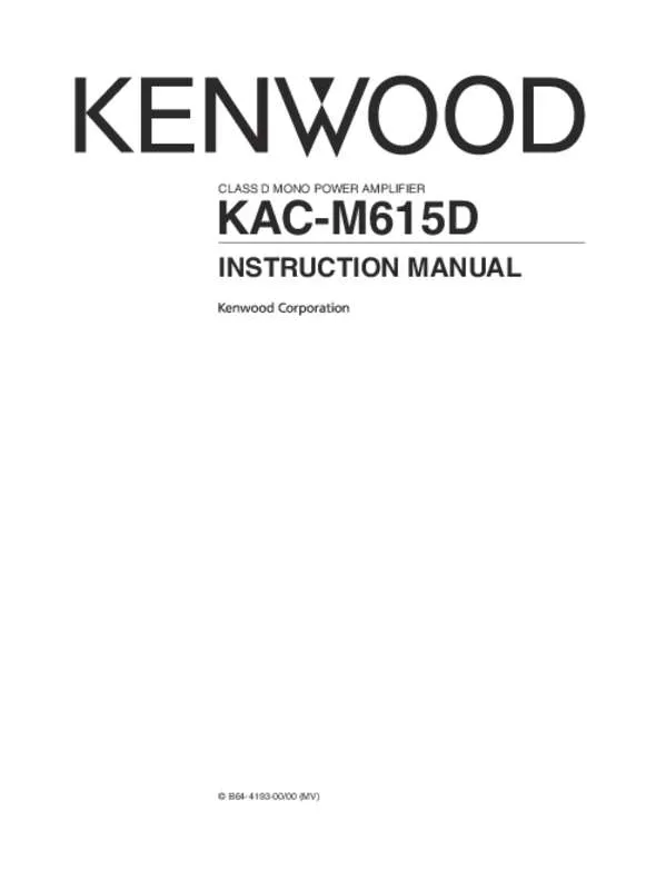 Mode d'emploi KENWOOD KAC-M615D