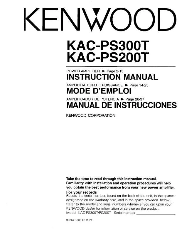 Mode d'emploi KENWOOD KAC-PS200T