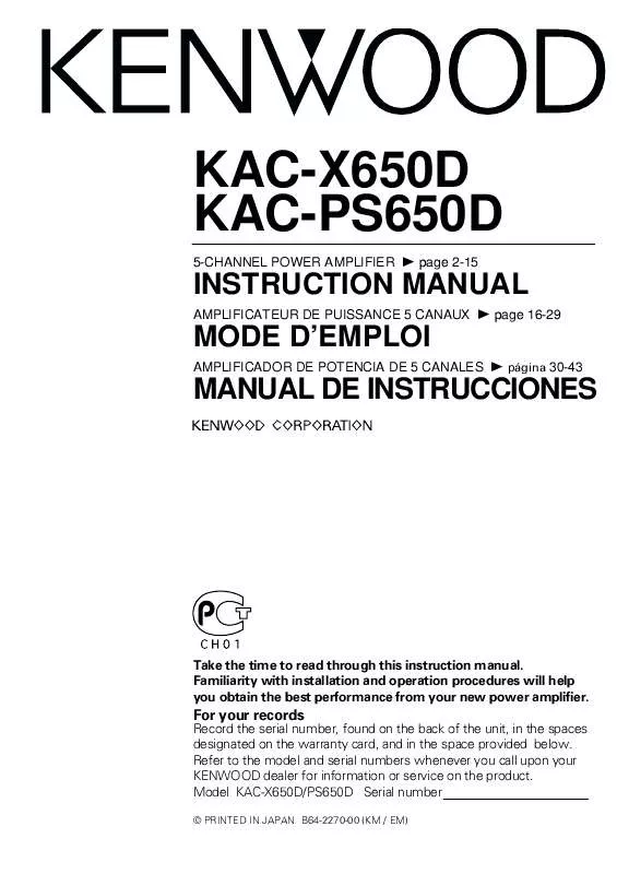 Mode d'emploi KENWOOD KAC-PS650D