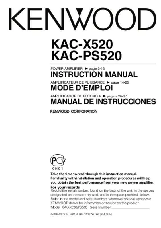 Mode d'emploi KENWOOD KAC-X520