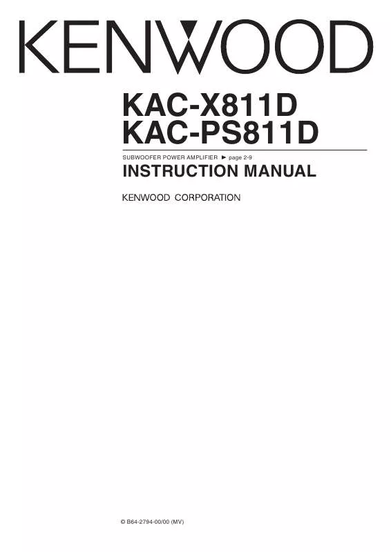 Mode d'emploi KENWOOD KAC-X811D