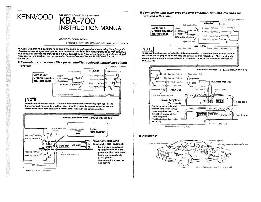 Mode d'emploi KENWOOD KBA-700