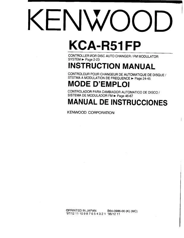 Mode d'emploi KENWOOD KCA-R51FP