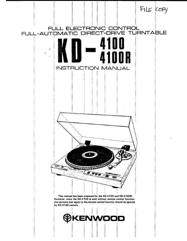 Mode d'emploi KENWOOD KD-4100