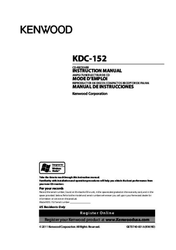 Mode d'emploi KENWOOD KDC-152