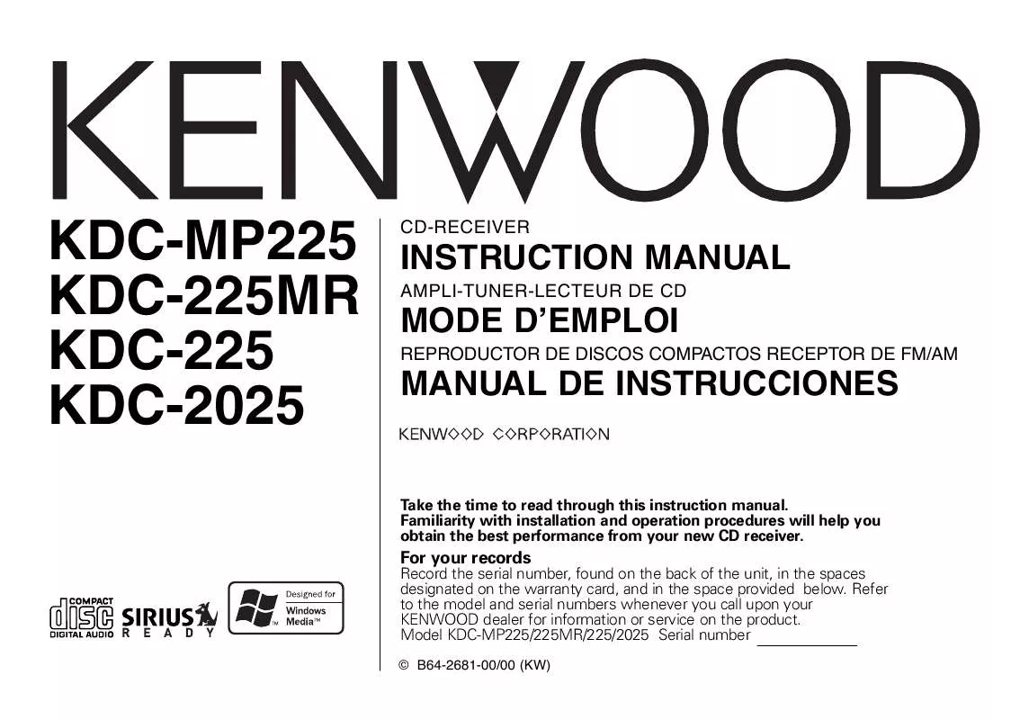 Mode d'emploi KENWOOD KDC-225MR