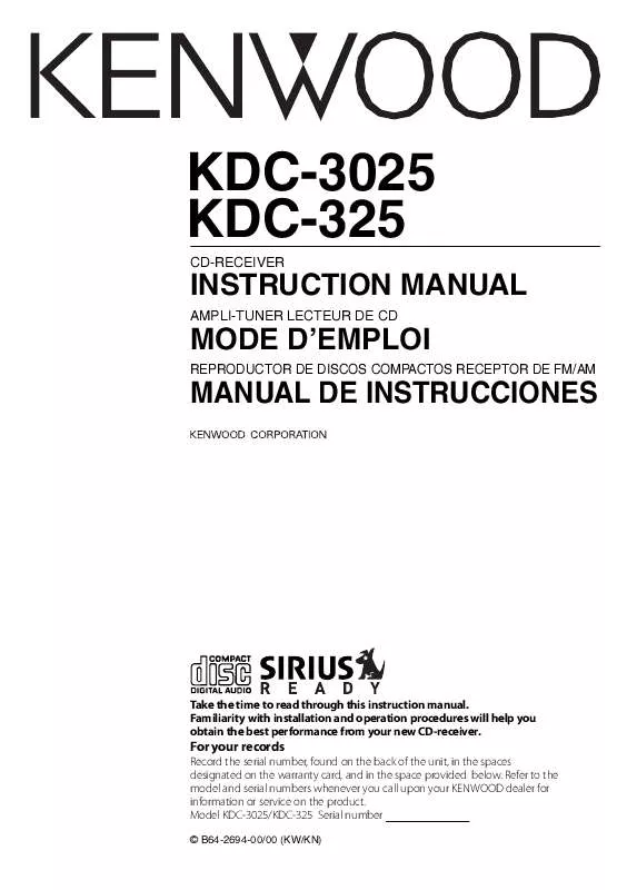 Mode d'emploi KENWOOD KDC-3025