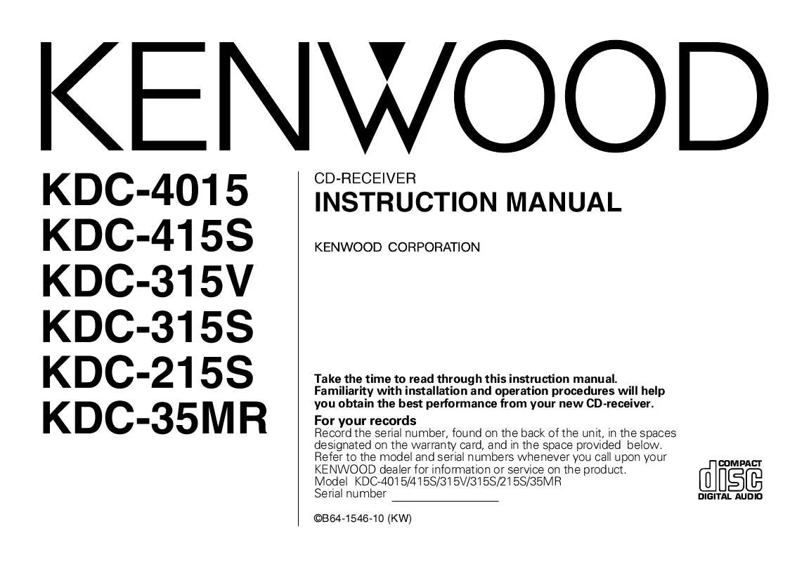 Mode d'emploi KENWOOD KDC-315V