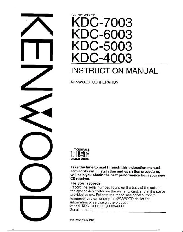 Mode d'emploi KENWOOD KDC-4003