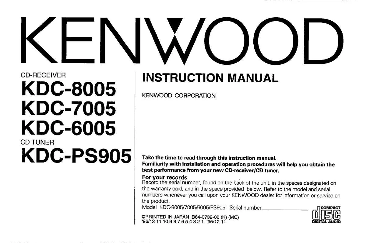 Mode d'emploi KENWOOD KDC-6005