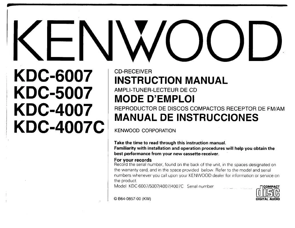 Mode d'emploi KENWOOD KDC-6007