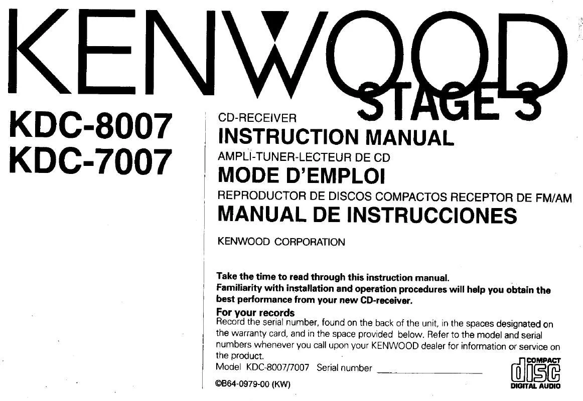 Mode d'emploi KENWOOD KDC-7007