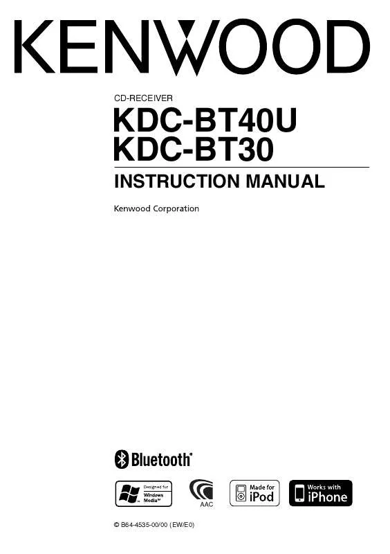Mode d'emploi KENWOOD KDC-BT40U