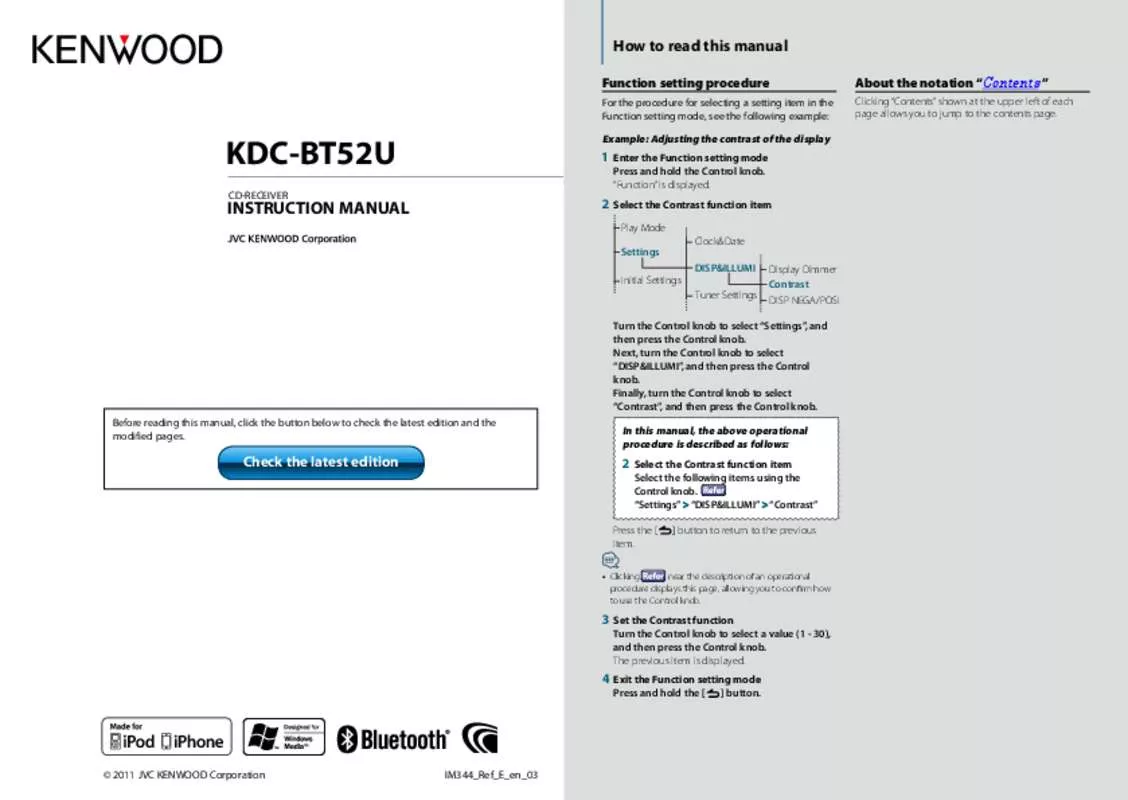 Mode d'emploi KENWOOD KDC-BT52U
