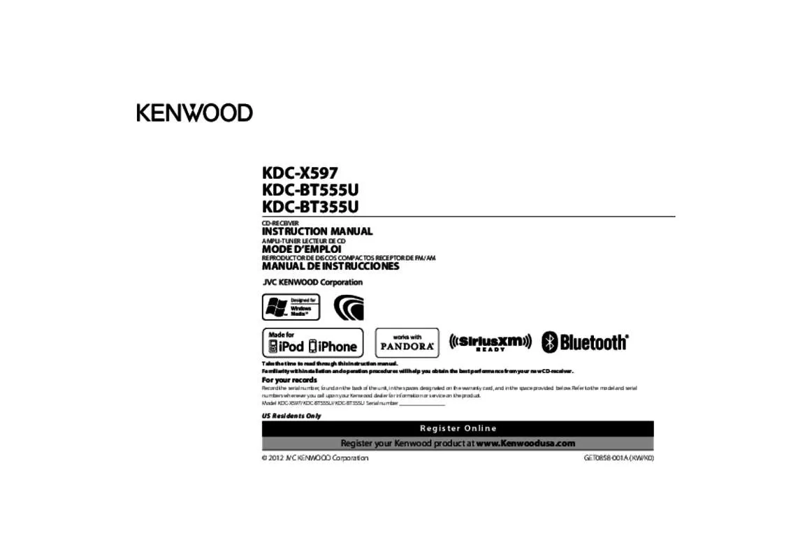 Mode d'emploi KENWOOD KDC-BT555U