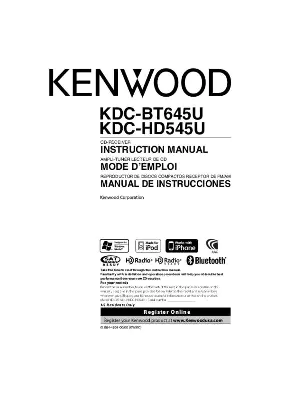 Mode d'emploi KENWOOD KDC-BT645