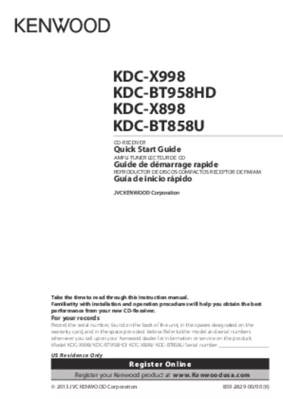 Mode d'emploi KENWOOD KDC-BT958HD