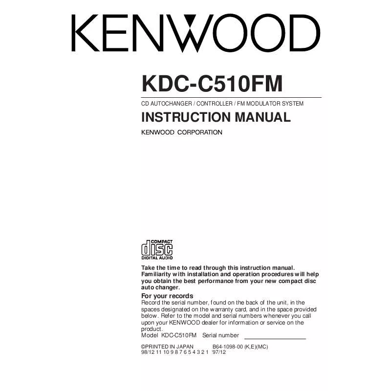 Mode d'emploi KENWOOD KDC-C510FM