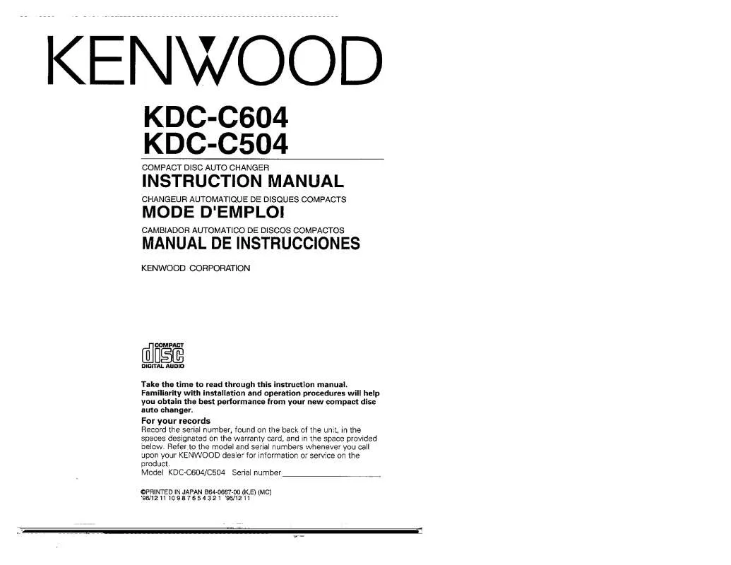 Mode d'emploi KENWOOD KDC-C604