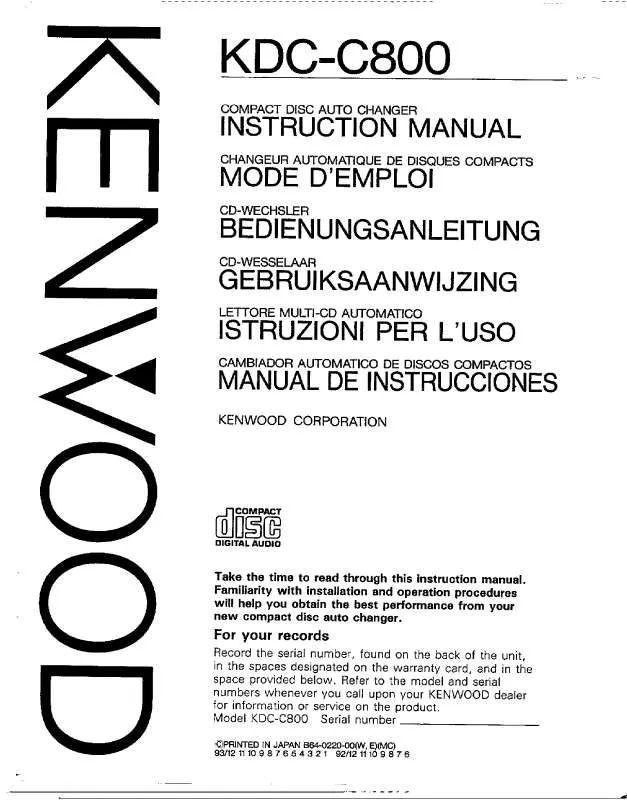 Mode d'emploi KENWOOD KDC-C800