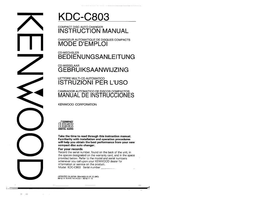 Mode d'emploi KENWOOD KDC-C803