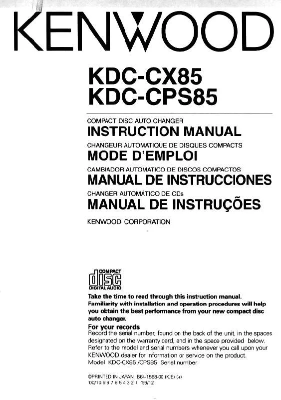 Mode d'emploi KENWOOD KDC-CX85