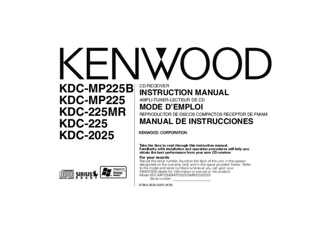 Mode d'emploi KENWOOD KDC-MP225B