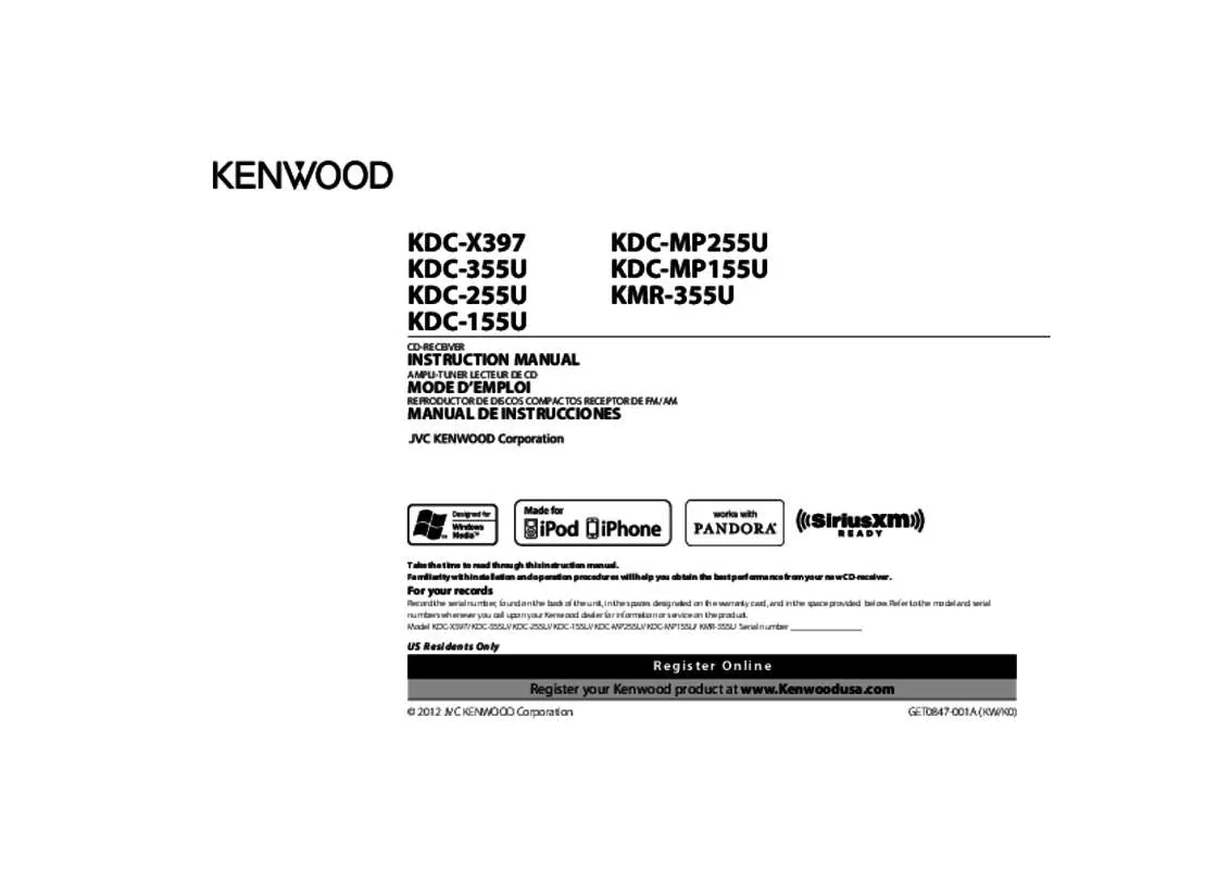 Mode d'emploi KENWOOD KDC-MP255U