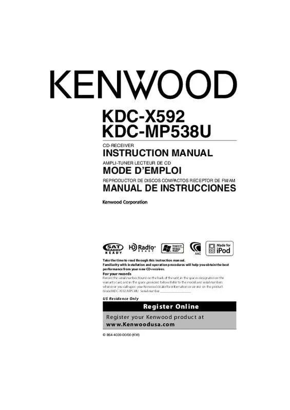 Mode d'emploi KENWOOD KDC-MP538U