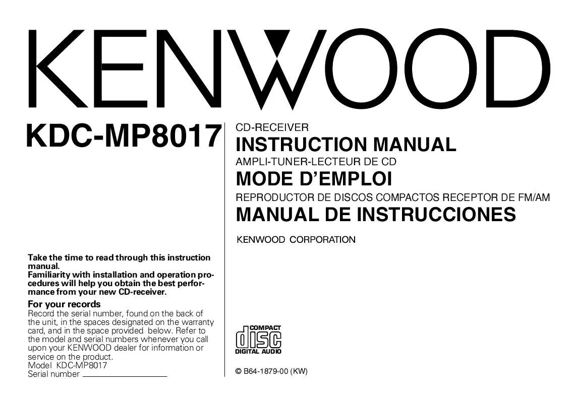 Mode d'emploi KENWOOD KDC-MP8017
