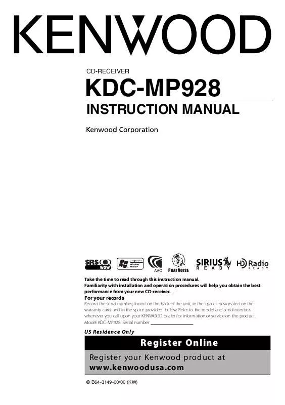 Mode d'emploi KENWOOD KDC-MP928