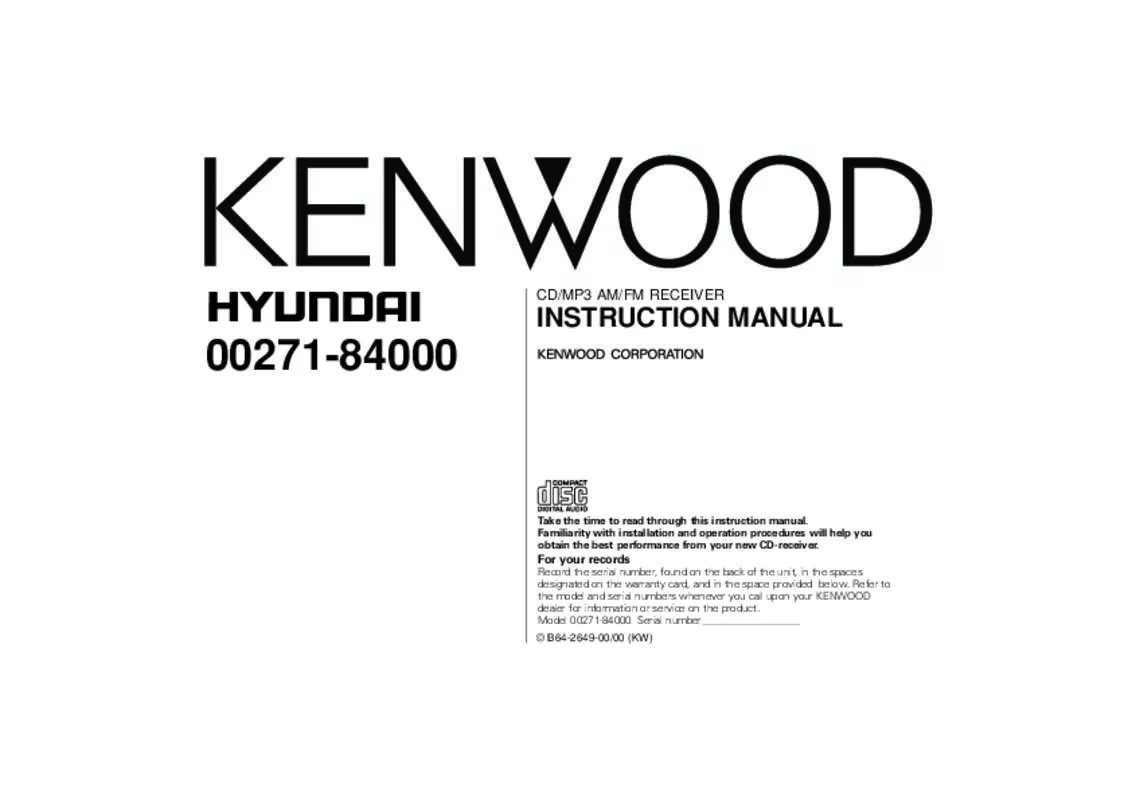 Mode d'emploi KENWOOD KDC-MPV622H3