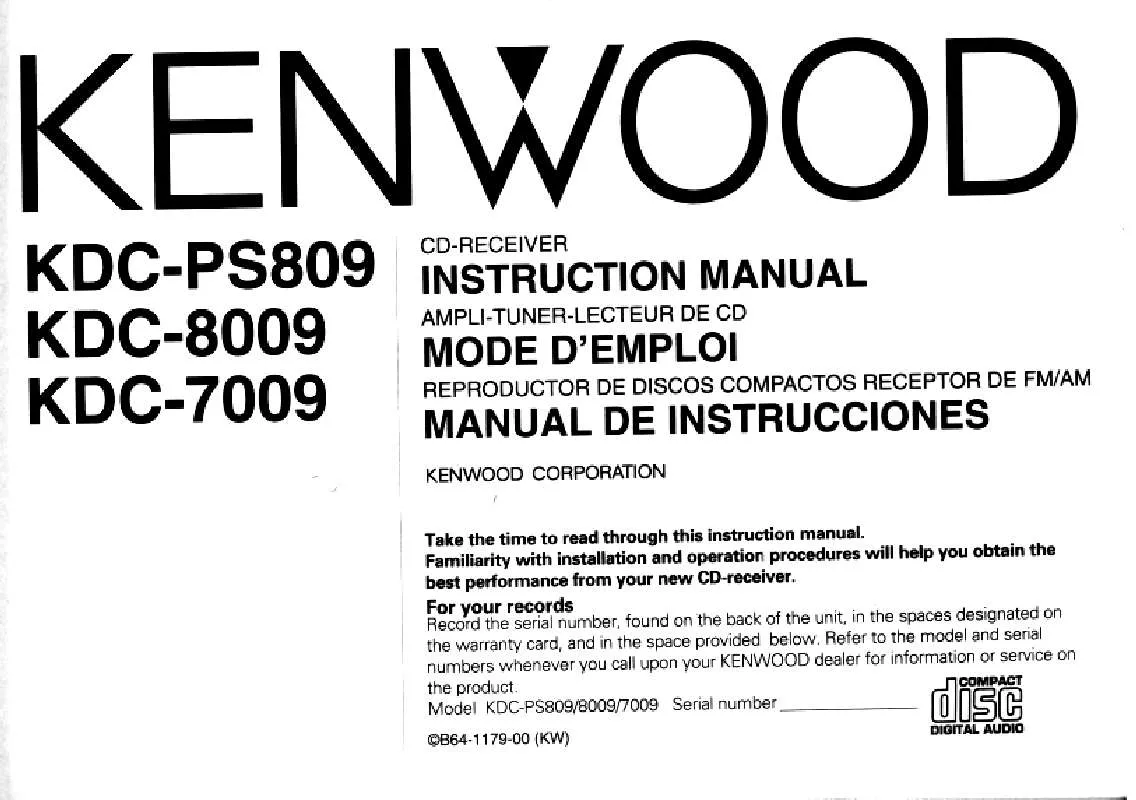 Mode d'emploi KENWOOD KDC-PS809