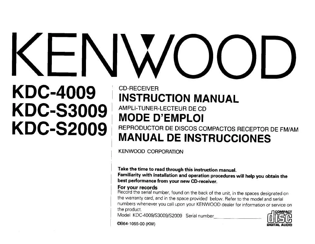 Mode d'emploi KENWOOD KDC-S3009