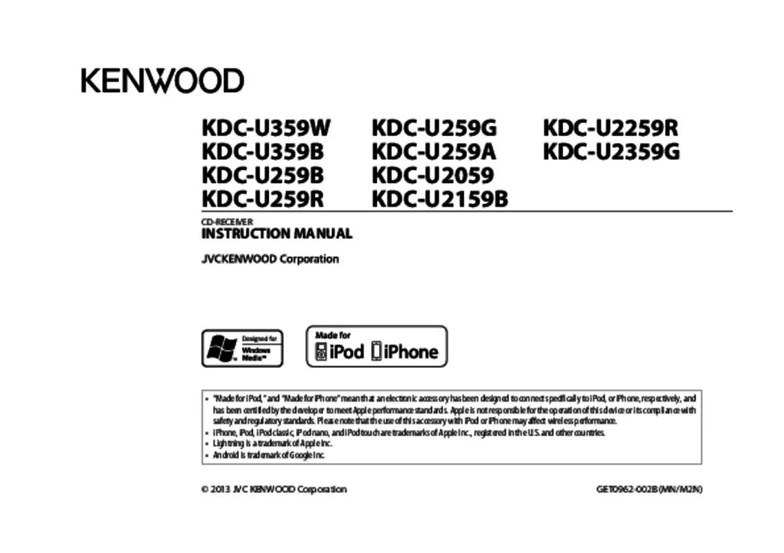 Mode d'emploi KENWOOD KDC-U2059