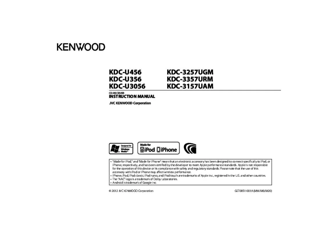Mode d'emploi KENWOOD KDC-U356