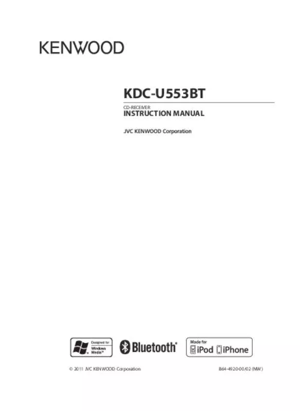 Mode d'emploi KENWOOD KDC-U553BT