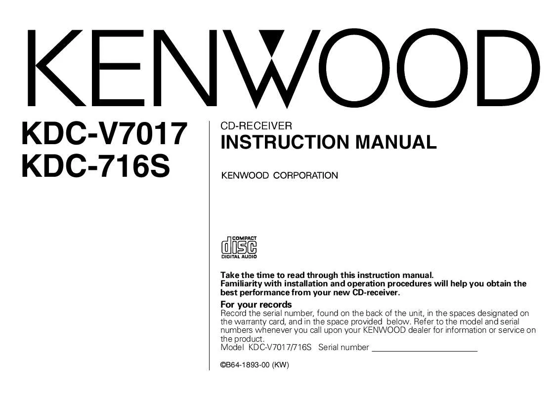 Mode d'emploi KENWOOD KDC-V7017