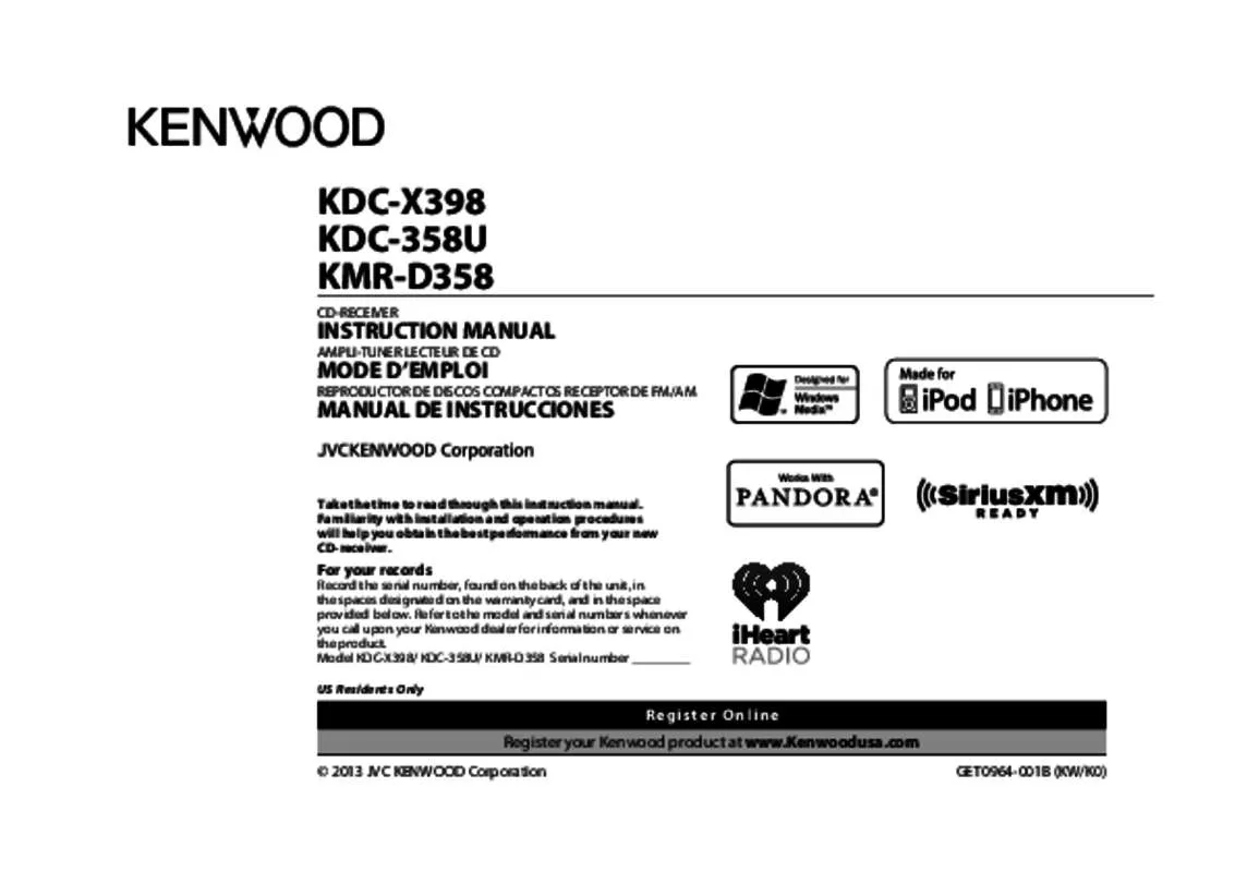 Mode d'emploi KENWOOD KDC-X398