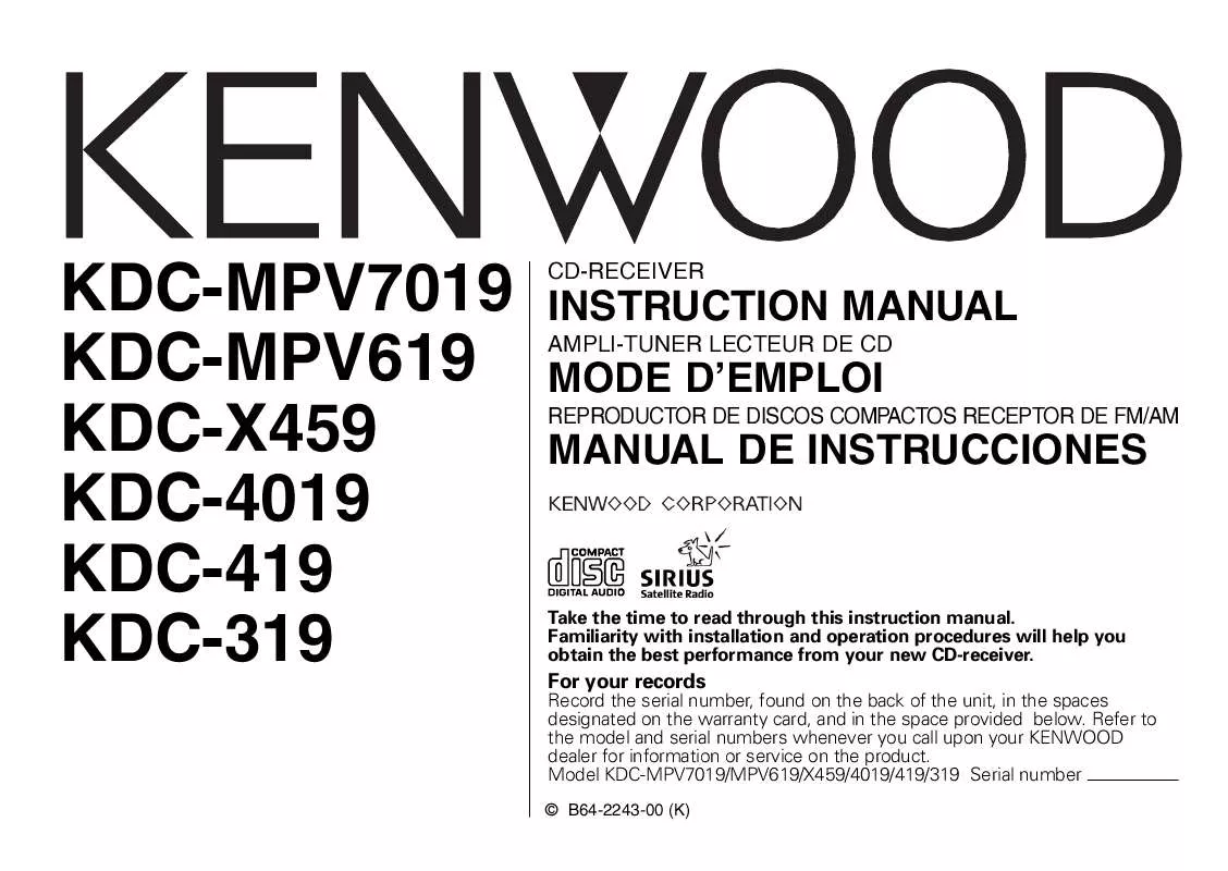 Mode d'emploi KENWOOD KDC-X459