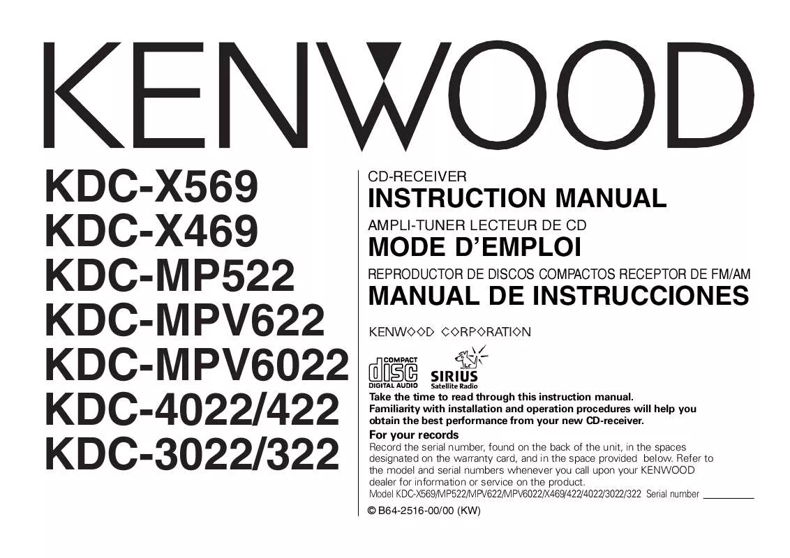 Mode d'emploi KENWOOD KDC-X569