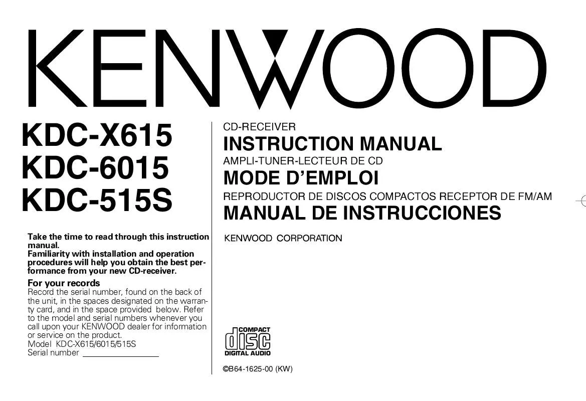 Mode d'emploi KENWOOD KDC-X615