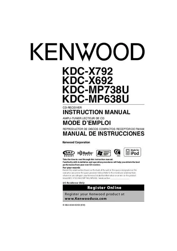 Mode d'emploi KENWOOD KDC-X692
