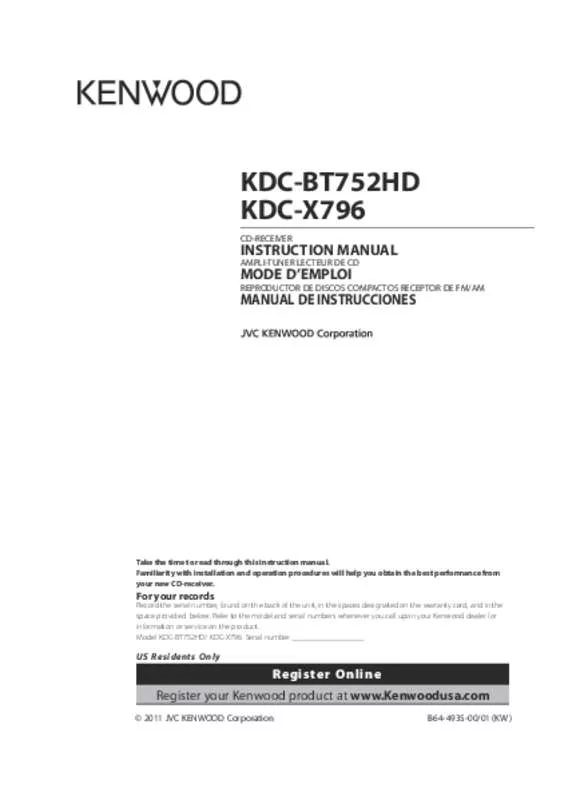Mode d'emploi KENWOOD KDC-X796