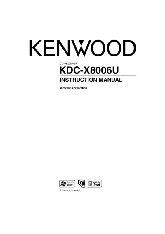 Mode d'emploi KENWOOD KDC-X8006U