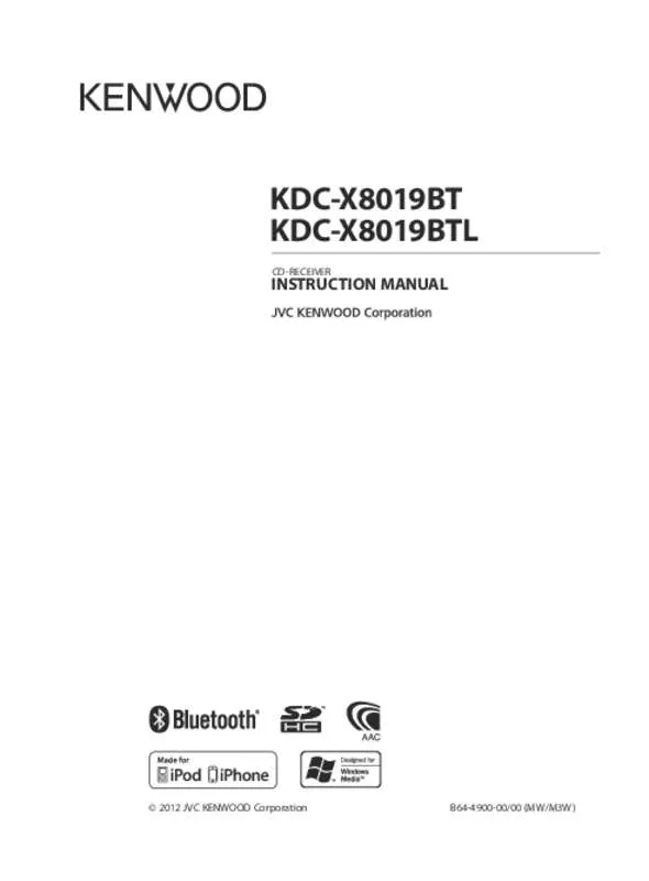 Mode d'emploi KENWOOD KDC-X8019BT