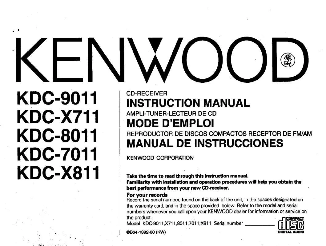 Mode d'emploi KENWOOD KDC-X811